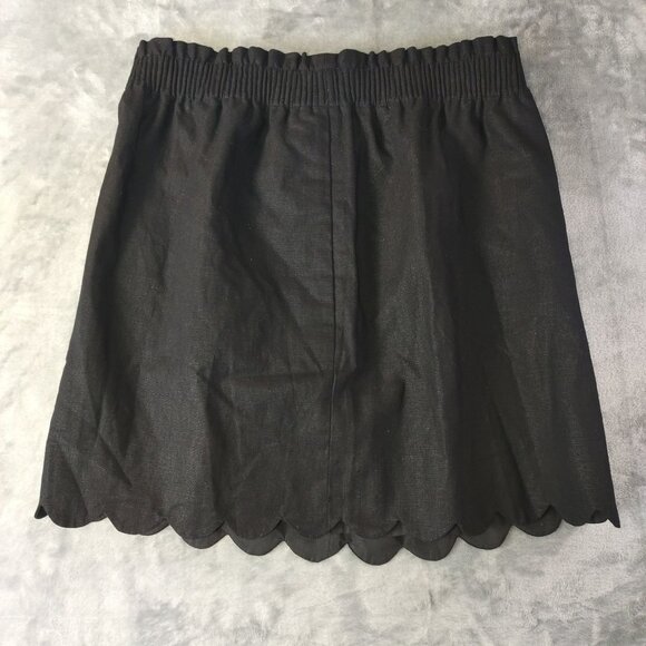 J Crew Womens Black‎ Scallop Hem Pull On Skirt Size 8 Linen Blend Classic summer - Picture 9 of 11